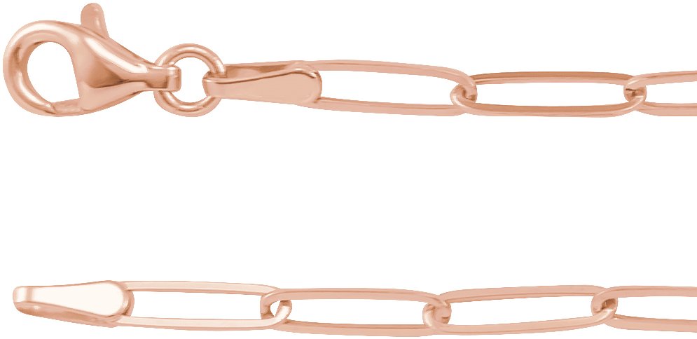 14K Rose 2.6 mm Paperclip-Style 18" Chain