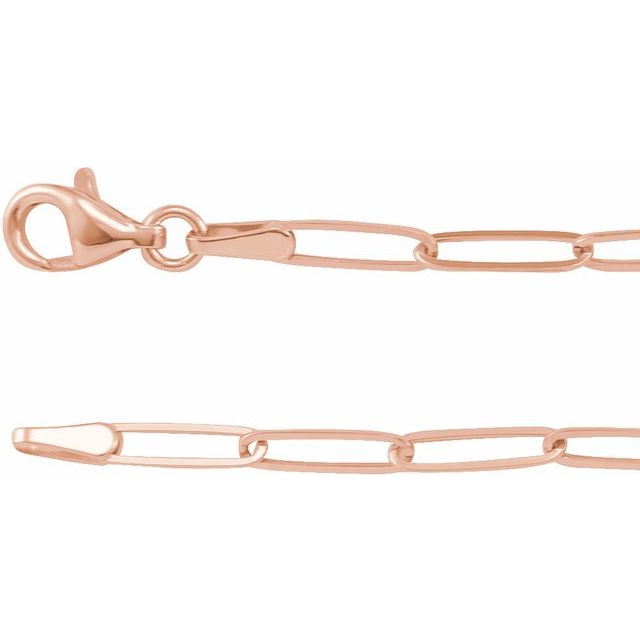 14K Rose 2.6 mm Elongated Link Cable 16" Chain