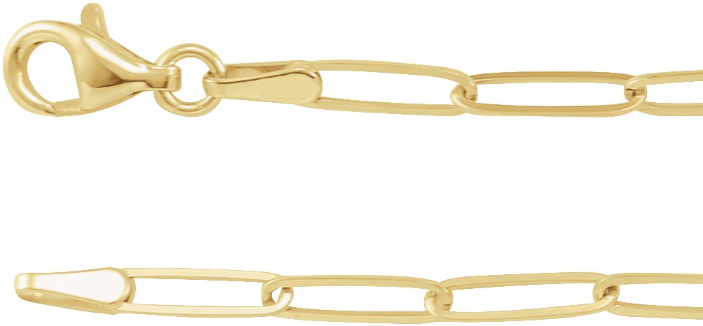14K Yellow 2.6 mm Paperclip-Style 7" Chain