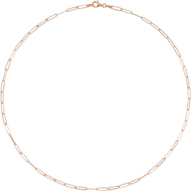 14K Rose 2.6 mm Elongated Link Cable 24 Chain