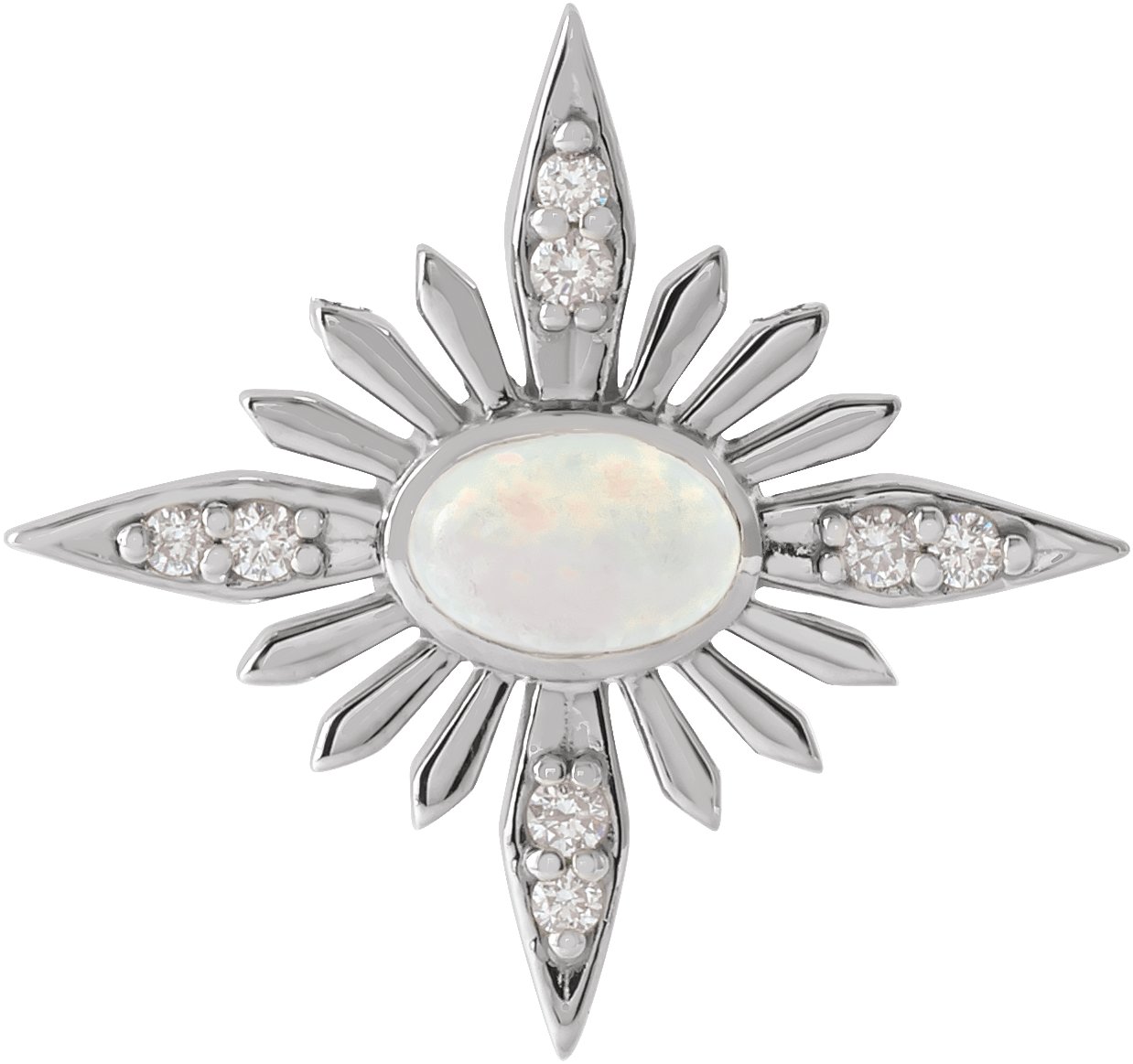 14K White Ethiopian Opal and .08 CTW Diamond Celestial Pendant Ref. 16508247