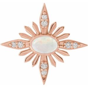 14K Rose Natural White Ethiopian Opal & .08 CTW Natural Diamond Celestial Pendant