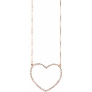 14K Rose 3/8 CTW Natural Diamond Large Heart 16" Necklace