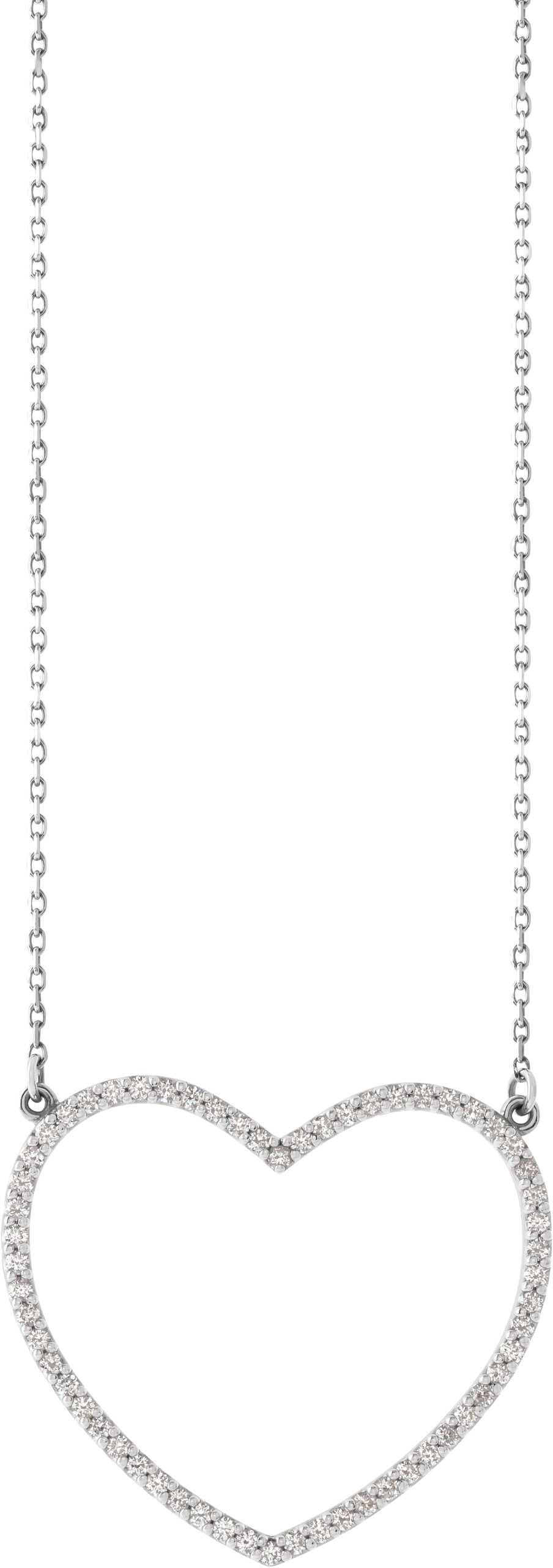 14K White 3/8 CTW Natural Diamond Large Heart 16" Necklace