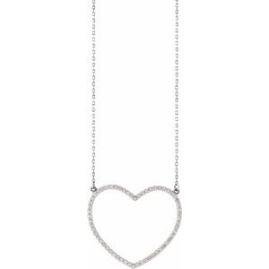 14K White 3/8 CTW Natural Diamond Large Heart 16" Necklace