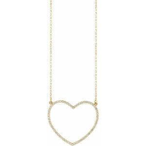 14K Yellow 3/8 CTW Natural Diamond Large Heart 16" Necklace