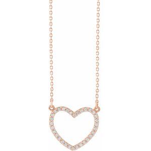 14K Rose 1/5 CTW Natural Diamond Small Heart 16" Necklace