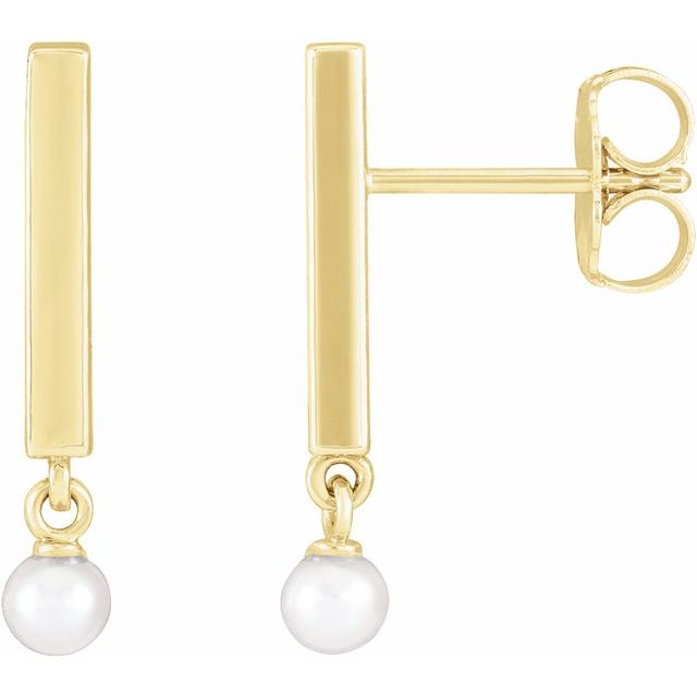 14K Yellow Gold Cultured White Seed Pearl Earrings 14K Yellow Gold Cultured White Seed Pearl Earrings