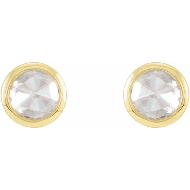 14K Yellow .05 CTW Rose-Cut Natural Diamond Bezel-Set Earrings