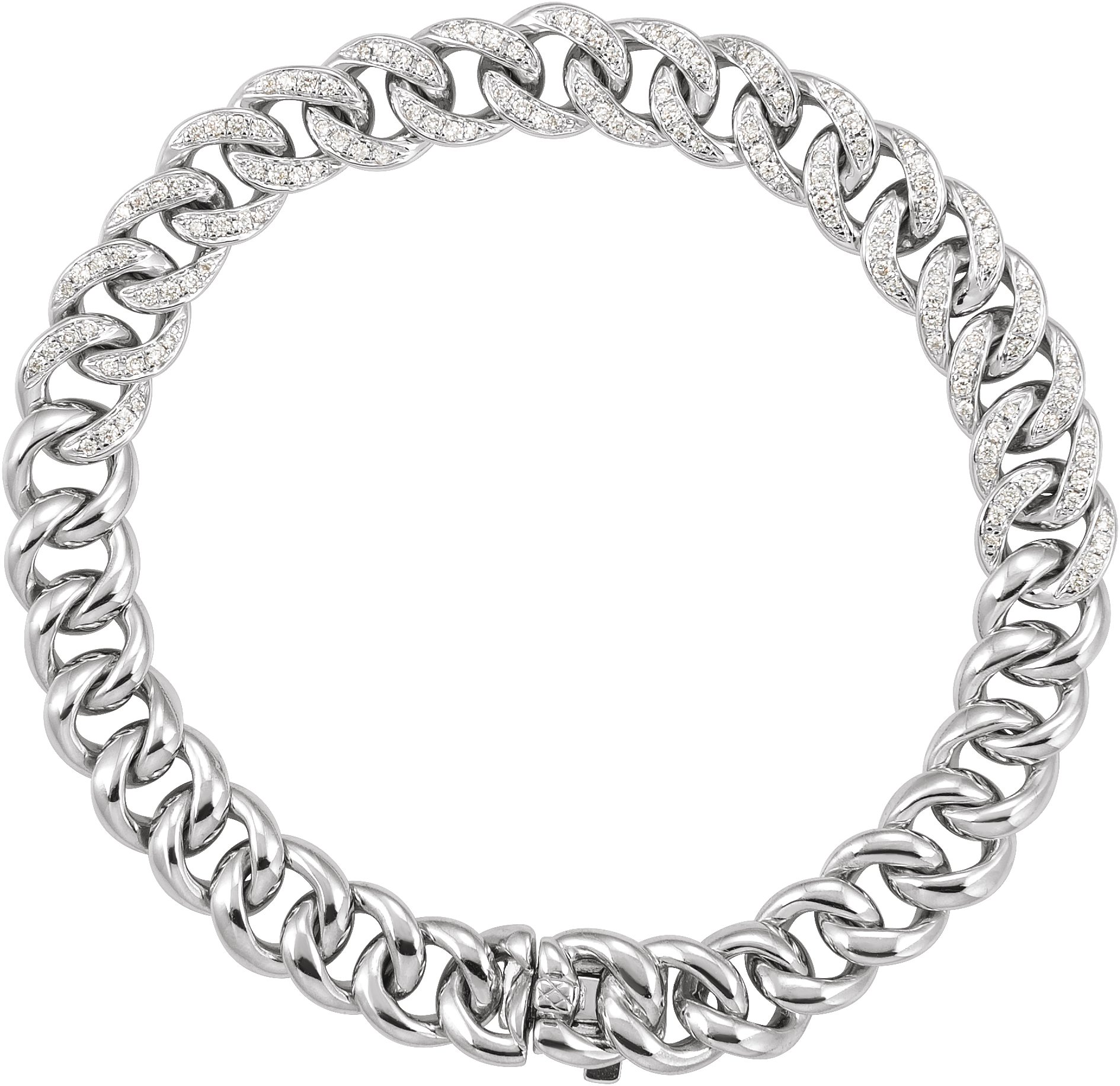 14K White 3/4 CTW Natural Diamond Curb 7" Bracelet