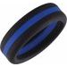 Black with Blue Stripe Silicone Dome Comfort-Fit Band Size 10