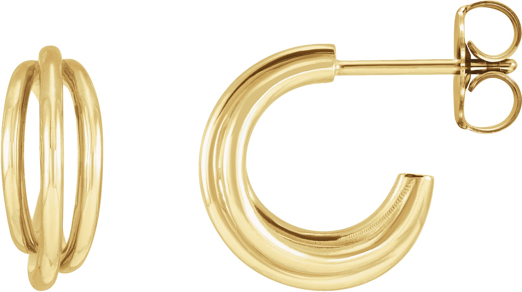 14K Yellow Left Multi Layer Hoop Earring Ref 18075090