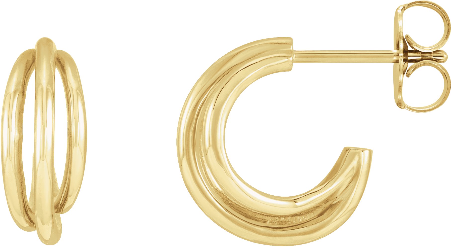 14K Yellow 12 mm Hoop Earrings