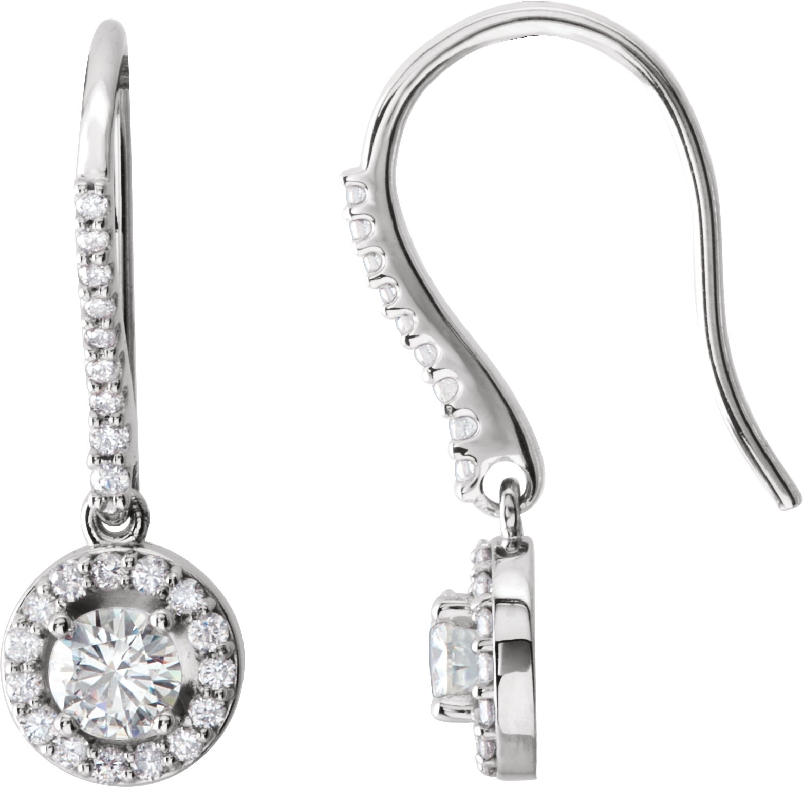 14K White 1 CTW Diamond Halo-Style Earrings