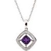 14K White 6x6 mm Square Amethyst and .10 CTW Diamond 18 inch Necklace Ref 2431718