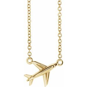14K Yellow Airplane 16-18" Necklace
