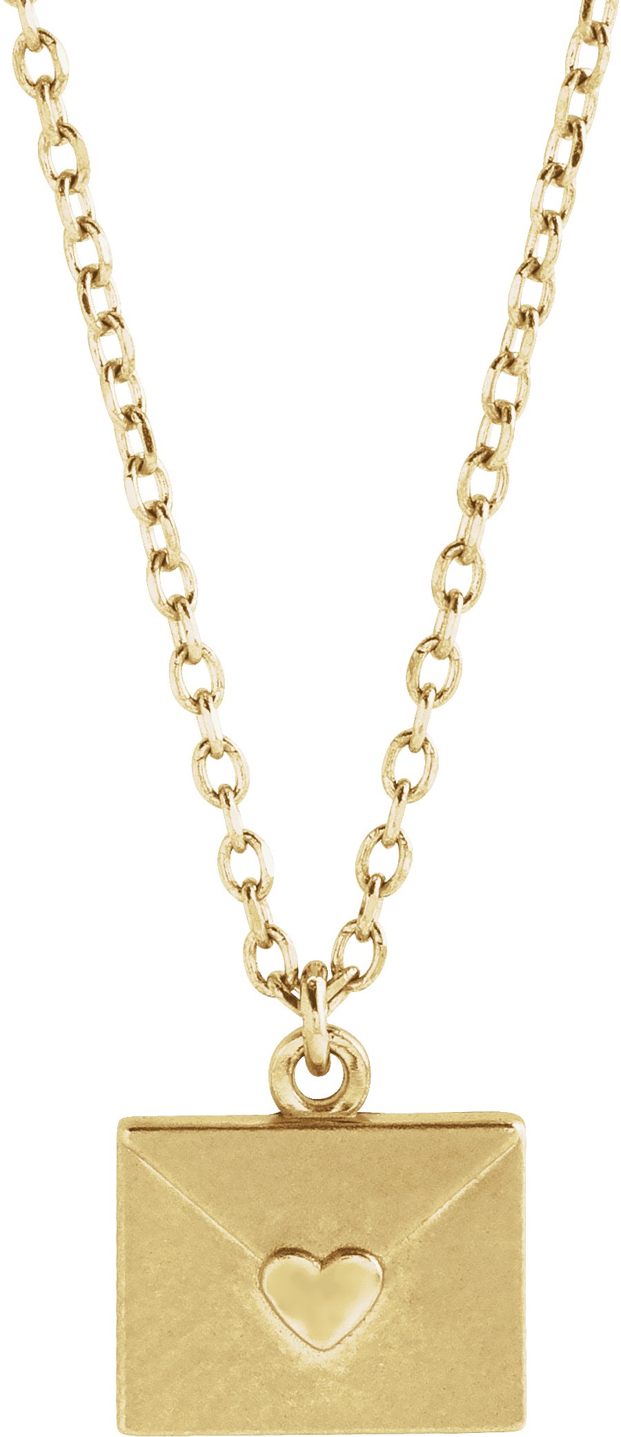 14K Yellow Heart Envelope 16-18" Necklace