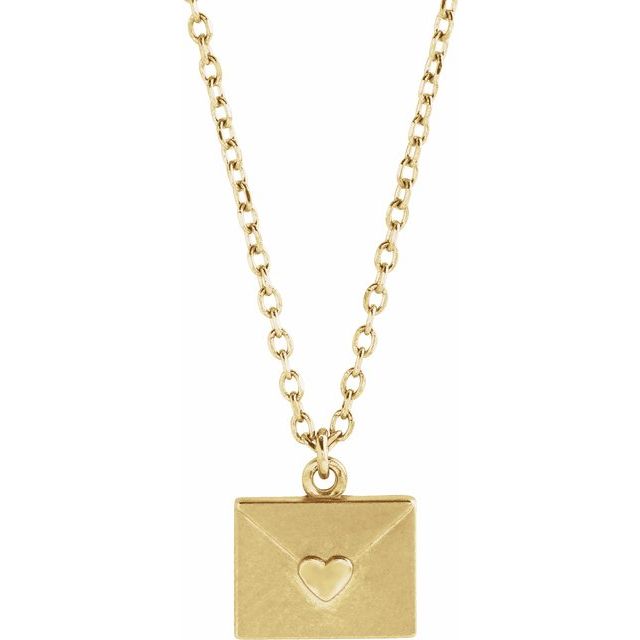 14K Yellow Heart Envelope 16-18 Necklace