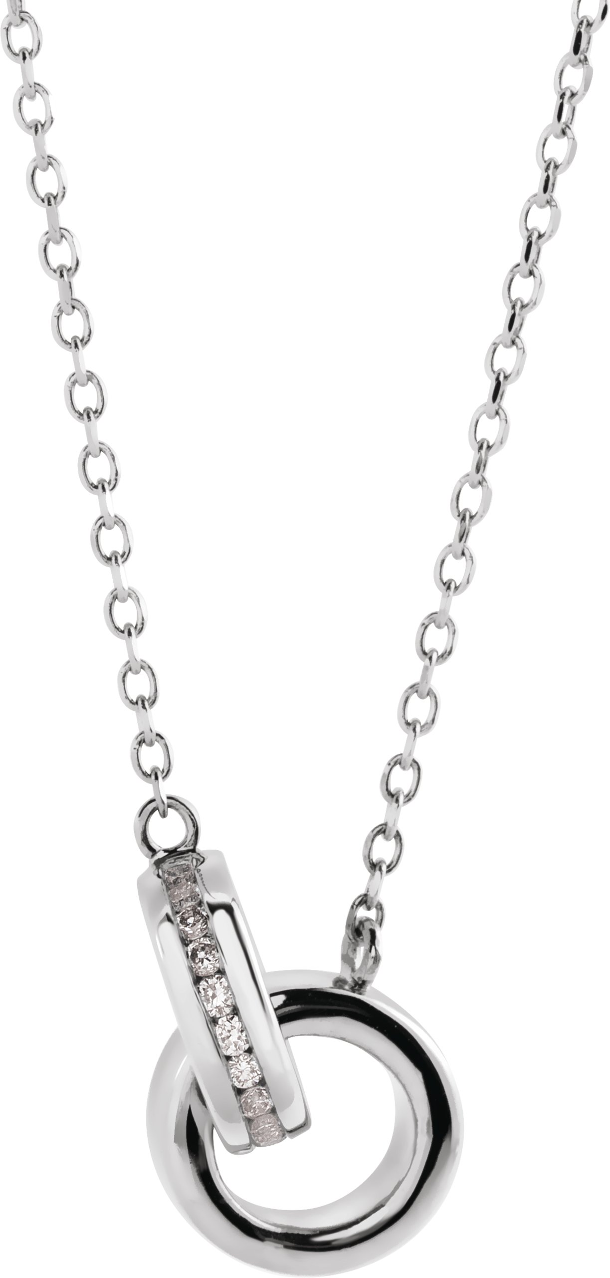 Sterling Silver .08 CTW Natural Diamond Interlocking Circle 18 Necklace