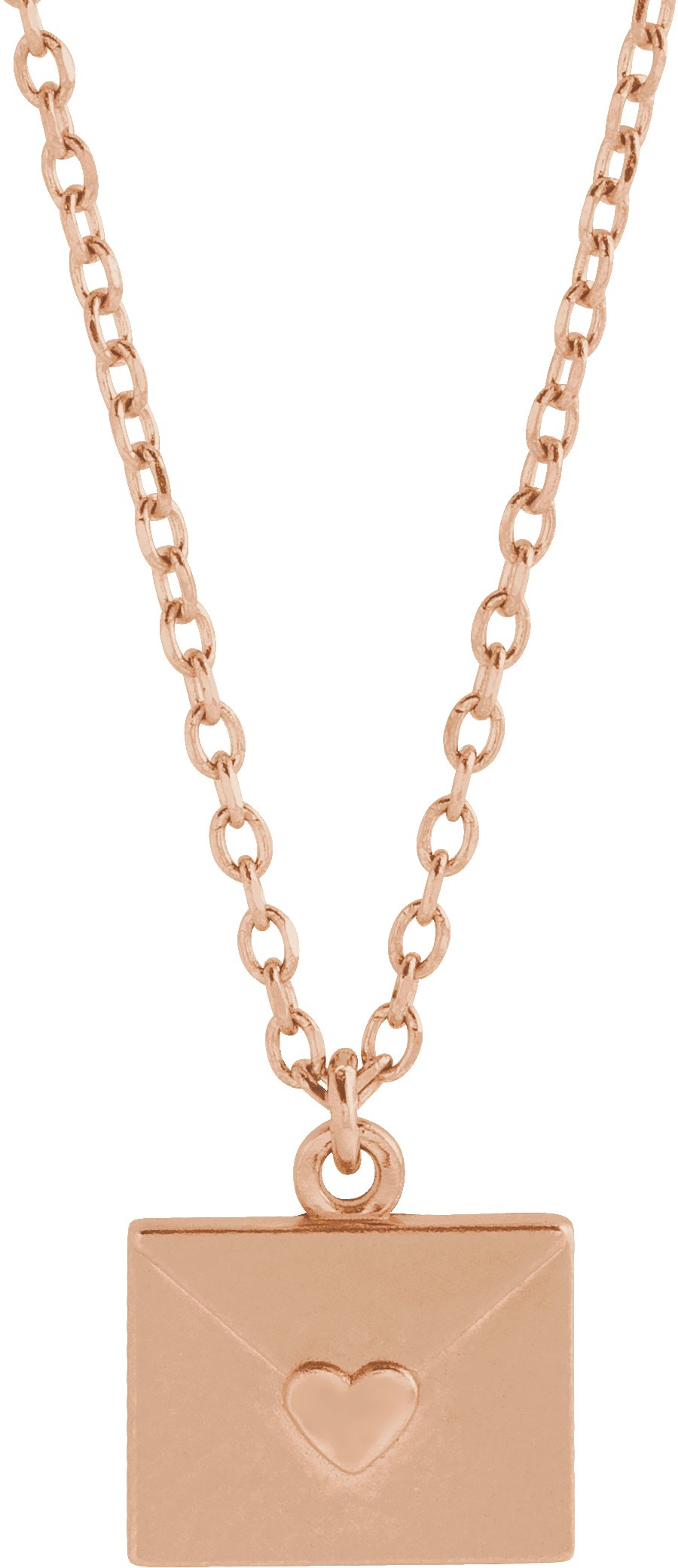 14K Rose Heart Envelope 16-18" Necklace