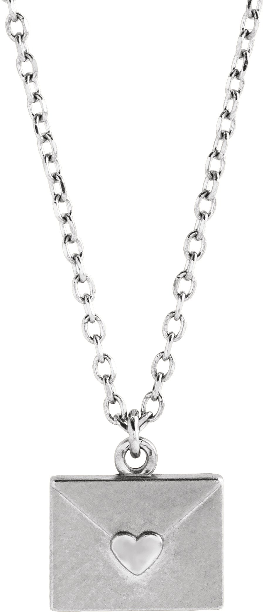 Sterling Silver Heart Envelope 16-18" Necklace