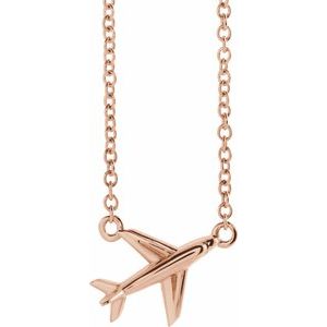 14K Rose Airplane 16-18" Necklace