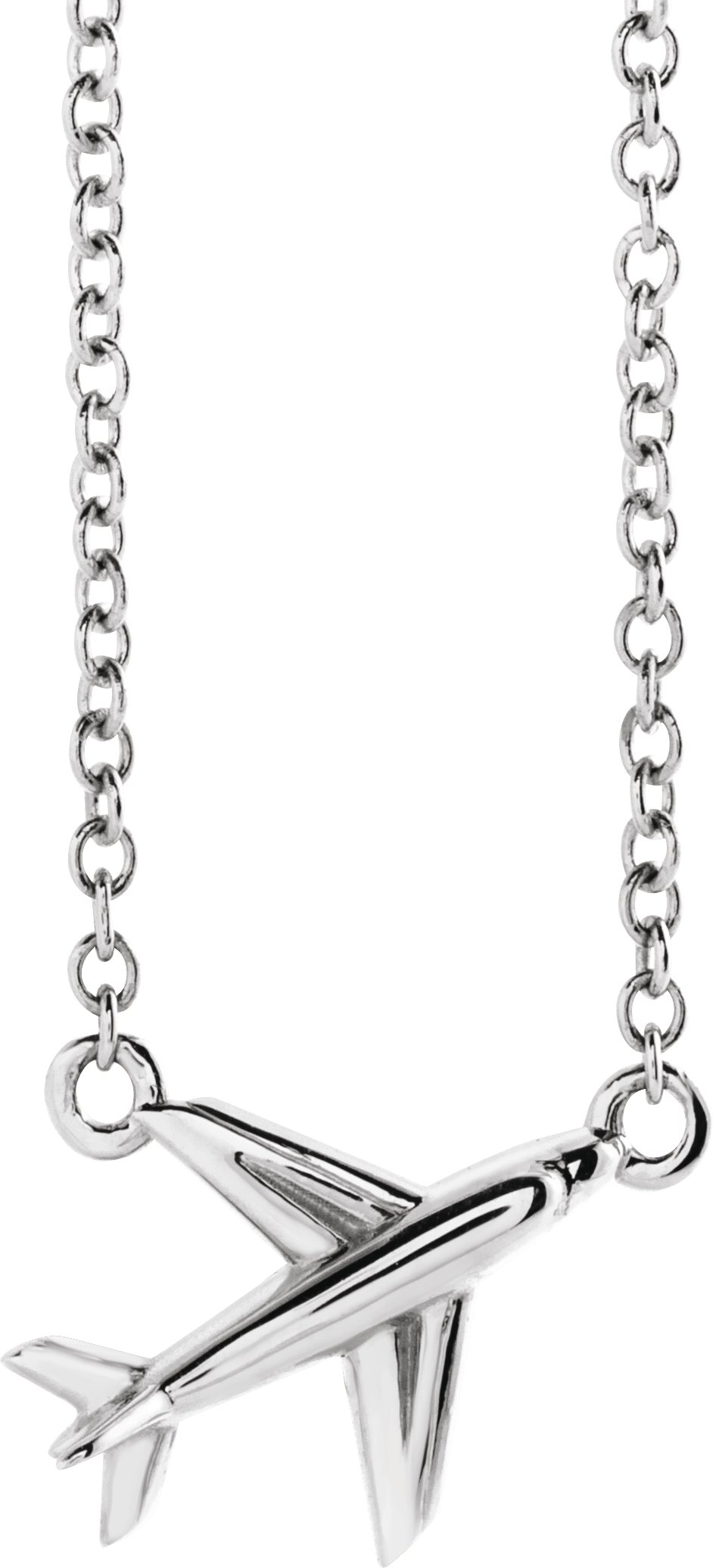 Sterling Silver Airplane 16-18 Necklace