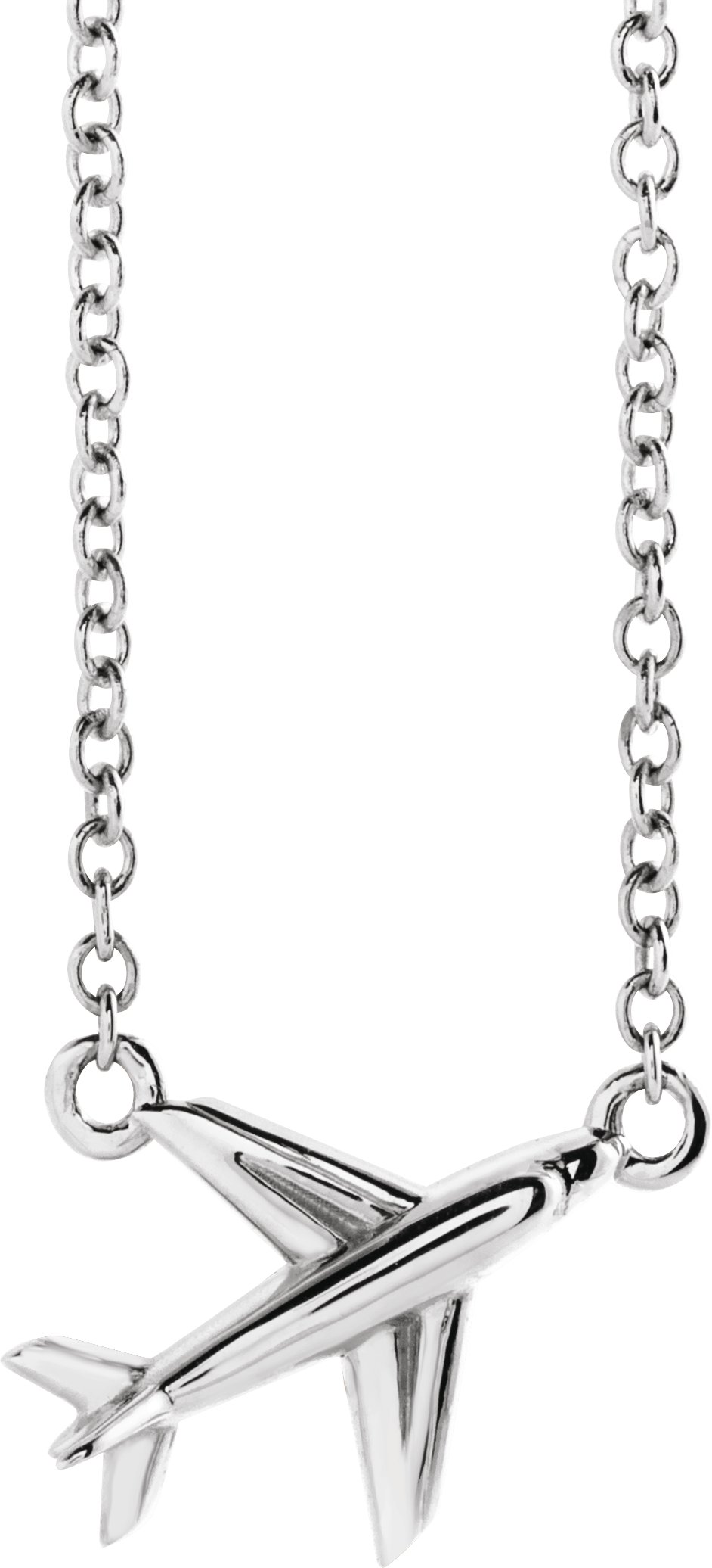 Sterling Silver Airplane 16-18" Necklace