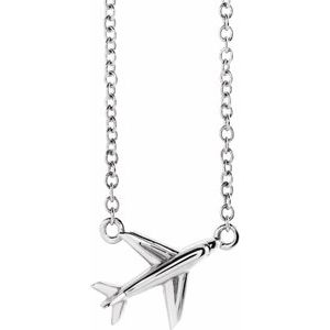 14K White Airplane 16-18" Necklace
