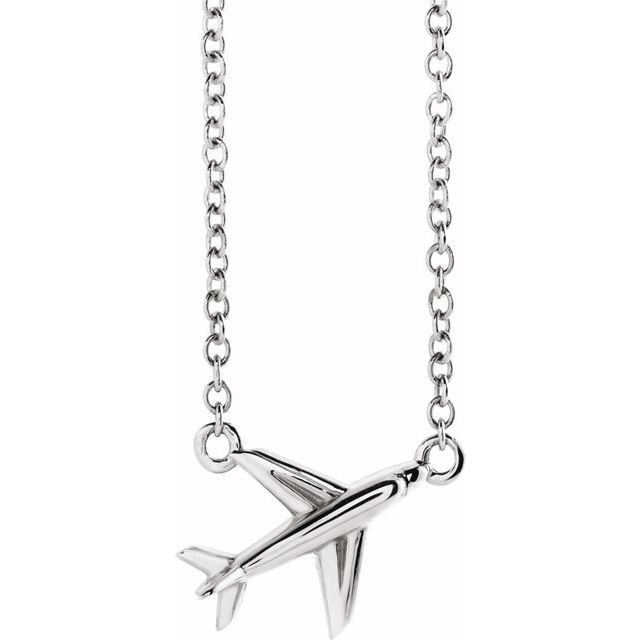 Sterling Silver Airplane 16-18 Necklace