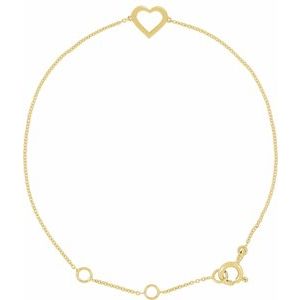 14K Yellow Heart 7" Bracelet