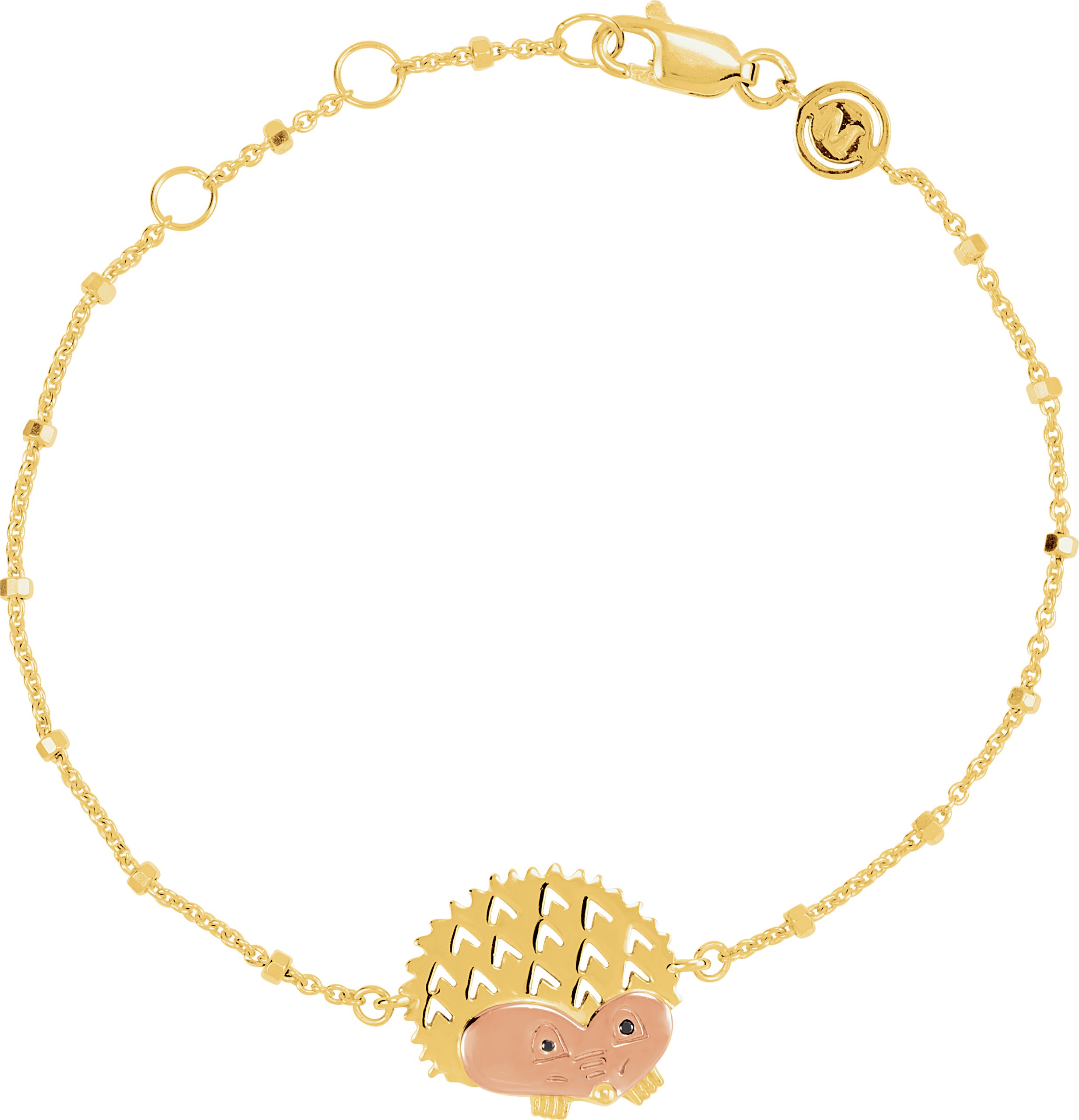 18K Yellow & Rose Vermeil Hedgehog Symbol for Protection 7 1/2" Bracelet 