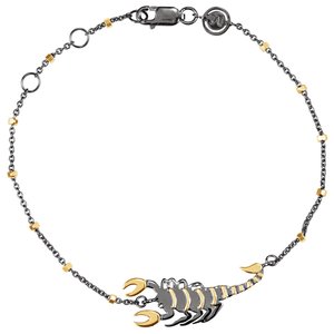18K Yellow Vermeil & Black Rhodium-Plated Scorpion Symbol for Passion 7 1/2" Bracelet  