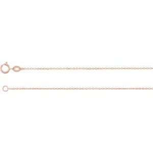 14K Rose 1 mm Diamond-Cut Cable 7" Chain