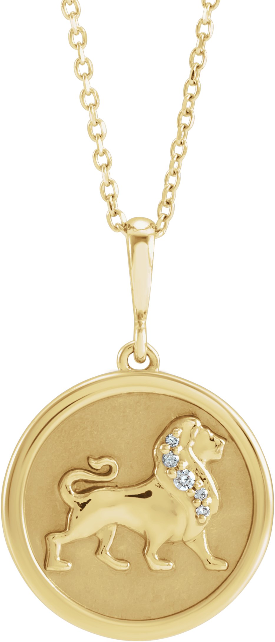14K Yellow .02 CTW Natural Diamond Lion 16-18" Necklace