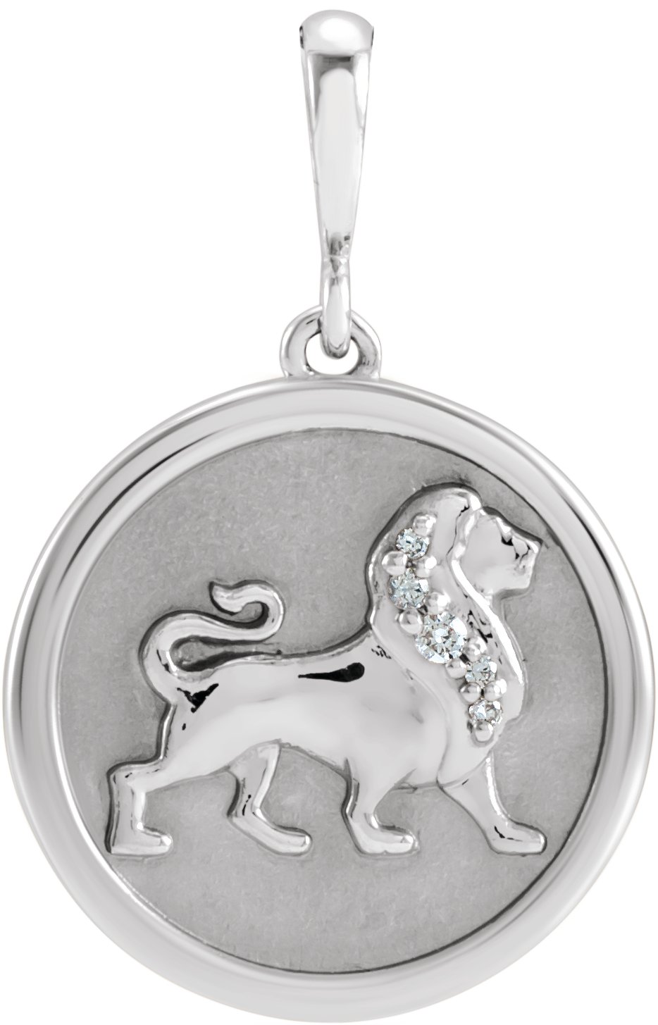 14K White .02 CTW Natural Diamond Lion Pendant