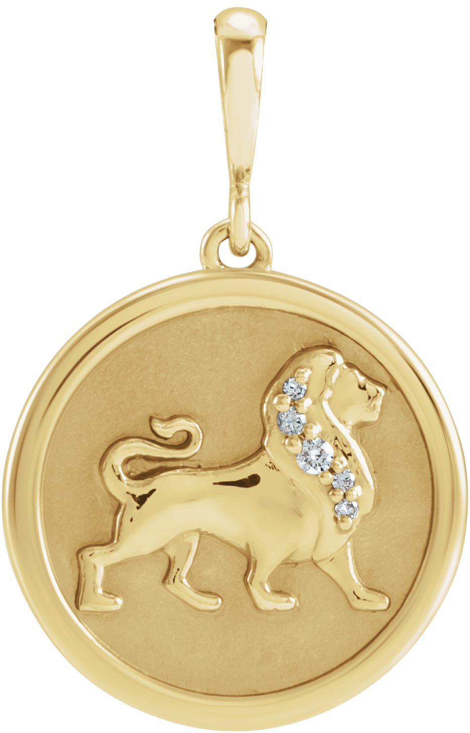 14K Yellow .02 CTW Natural Diamond Lion Pendant