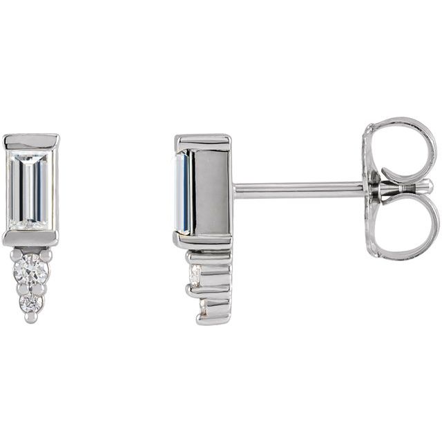 14K White 1/6 CTW Natural Diamond Bar Earrings