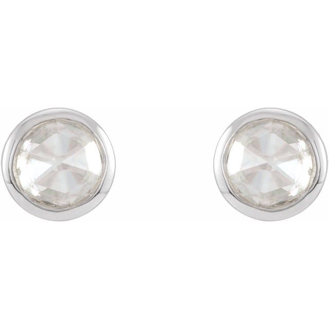 14K White 1/8 CTW Rose-Cut Natural Diamond Bezel-Set Earrings