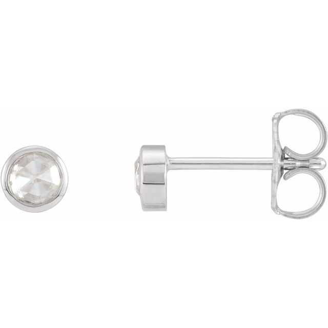 Sterling Silver 1 1/2 CTW Rose-Cut Natural Diamond Bezel-Set Earrings