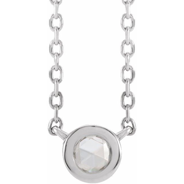 14K White 1/3 CT Rose-Cut Natural Diamond Bezel-Set 18 Necklace