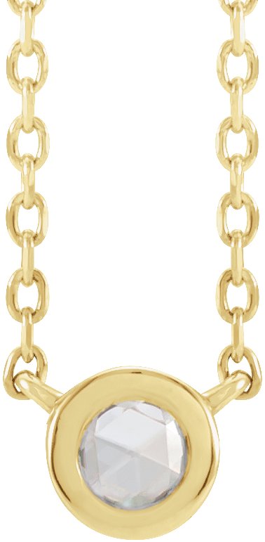 14K Yellow .06 CT Rose-Cut Natural Diamond Bezel-Set 18 Necklace