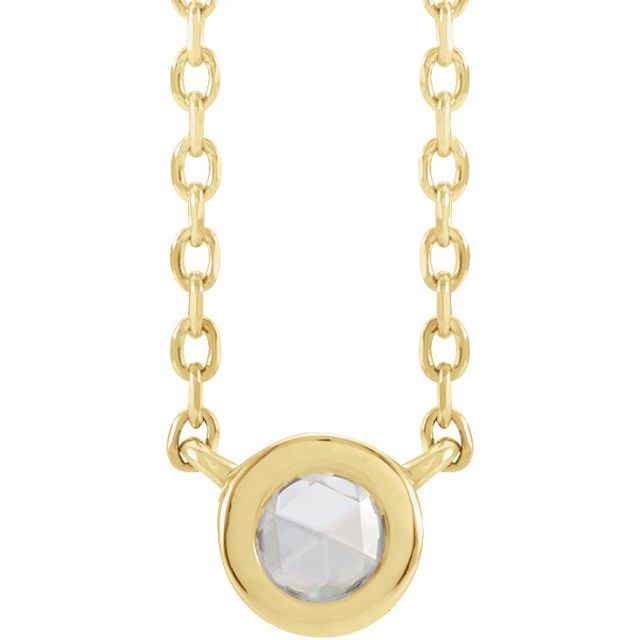14K Yellow 1/3 CT Rose-Cut Natural Diamond Bezel-Set 18" Necklace