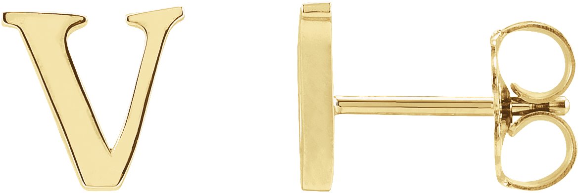 14K Yellow Single Roman Numeral V Earring