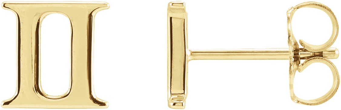 14K Yellow Single Roman Numeral II Earring