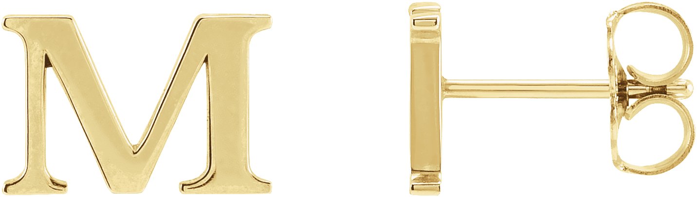 14K Yellow Single Roman Numeral M Earring