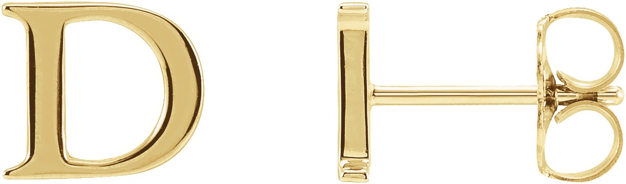 14K Yellow Single Roman Numeral D Earring