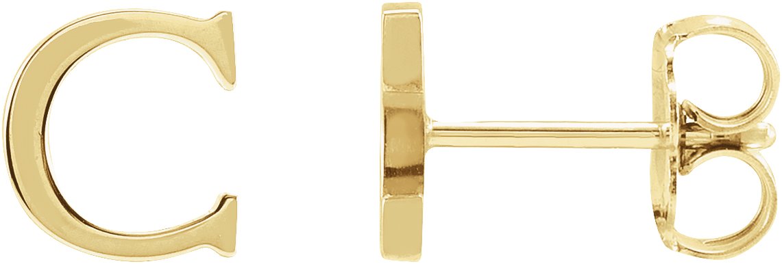 14K Yellow Single Roman Numeral C Earring