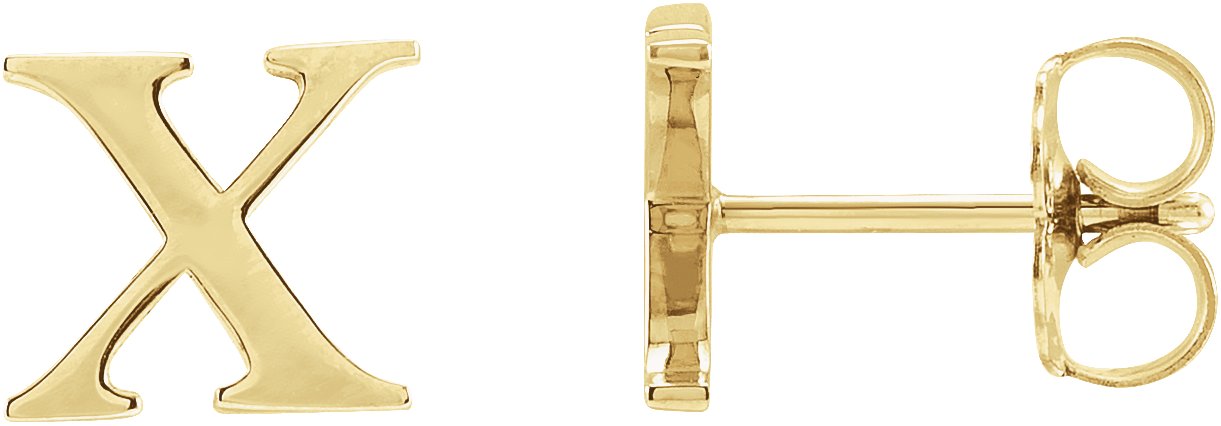 14K Yellow Single Roman Numeral X Earring