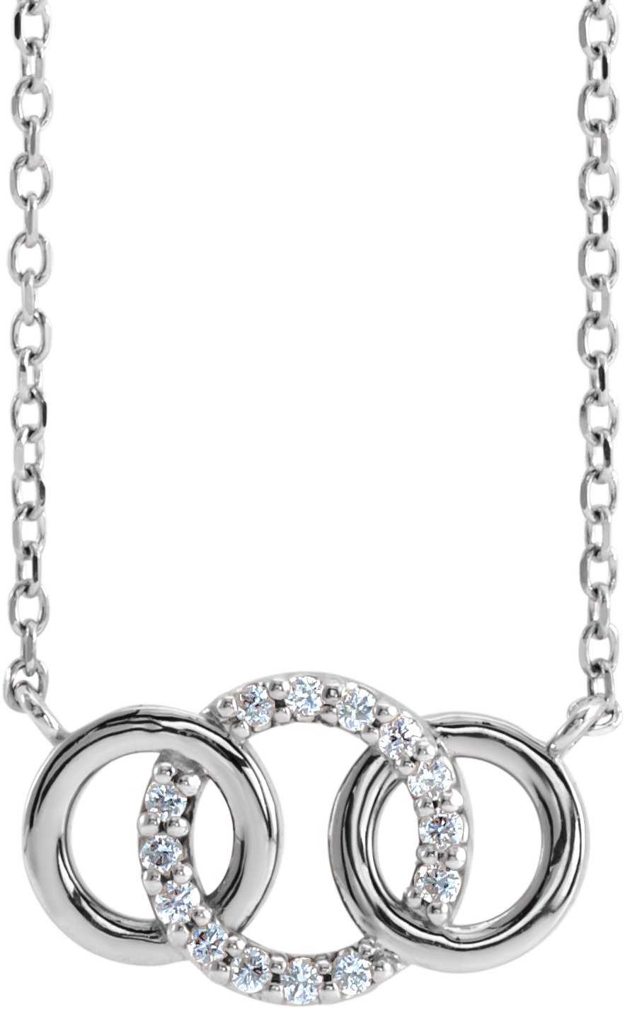 Sterling Silver .05 CTW Natural Diamond Interlocking Circle 18" Necklace 